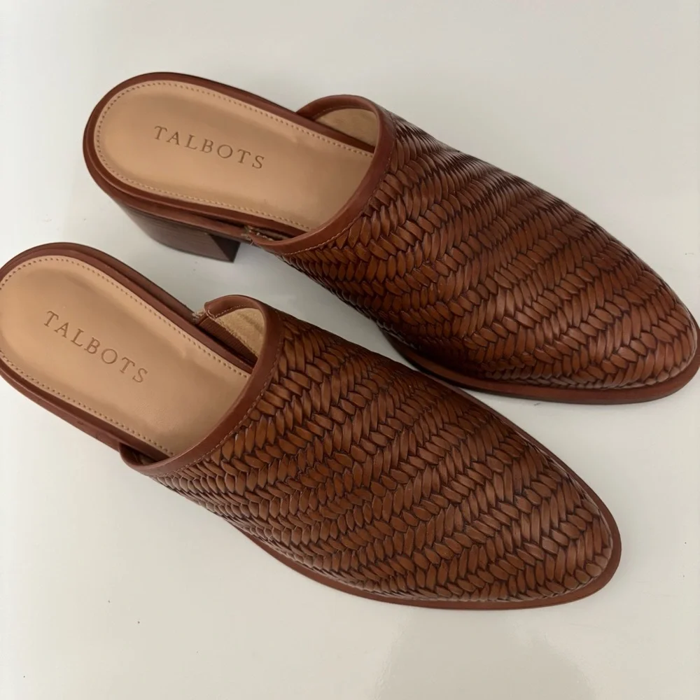 Talbots Tan Woven Leather Mules size 9.5 - Picture 2 of 7